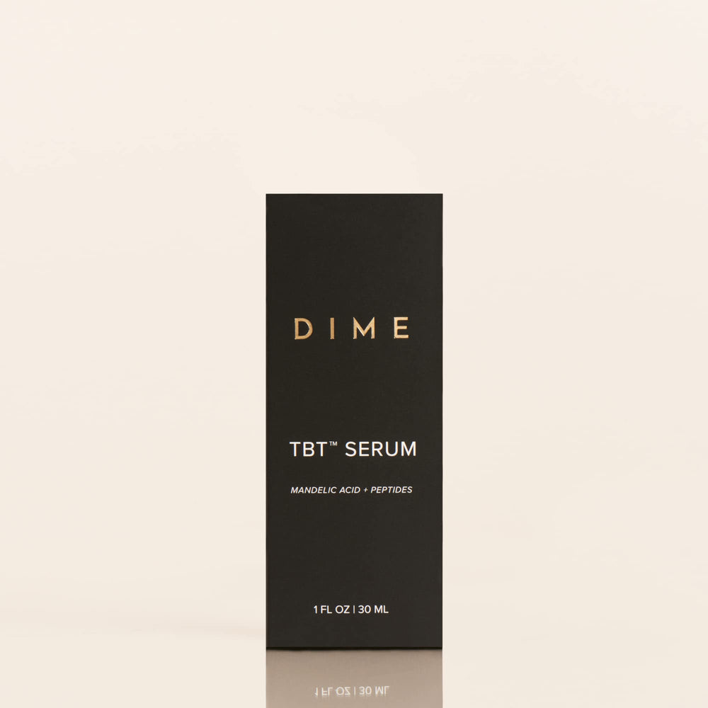 DIME TBT Serum label detail confirms vegan and cruelty-free claim