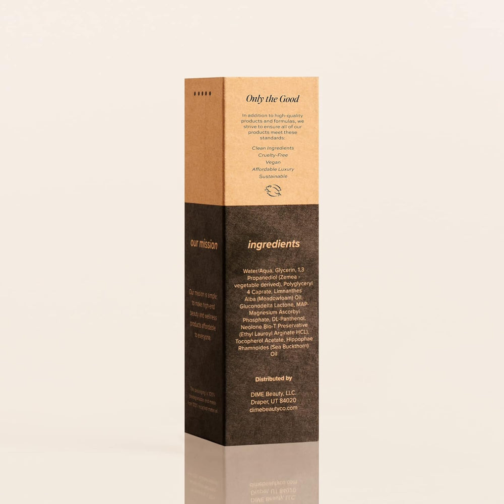 DIME Thirsty Face Mist after-serum spray boosts hydration before makeup.