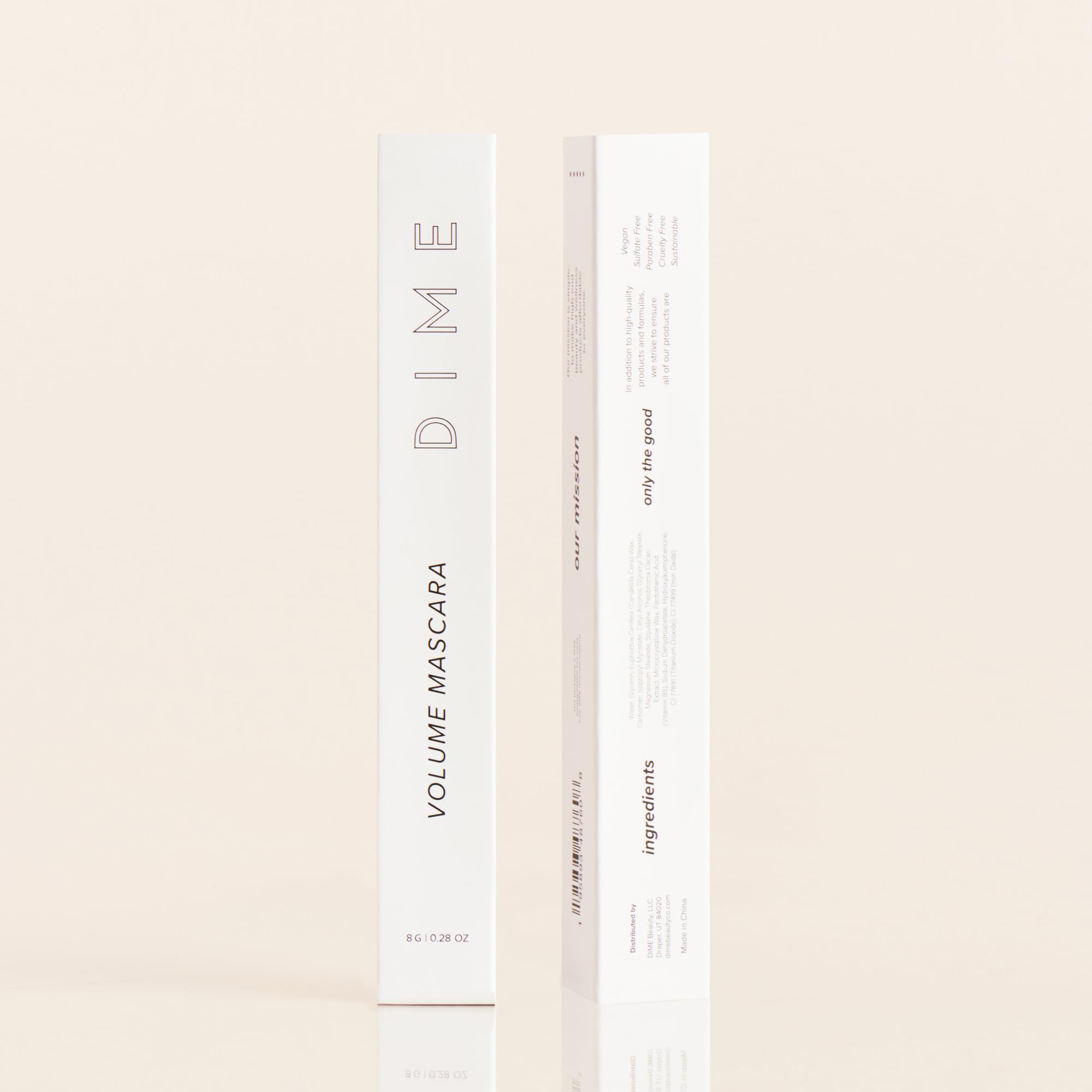 DIME Beauty Volume Mascara vegan cruelty-free badge confirms ethical cosmetics.