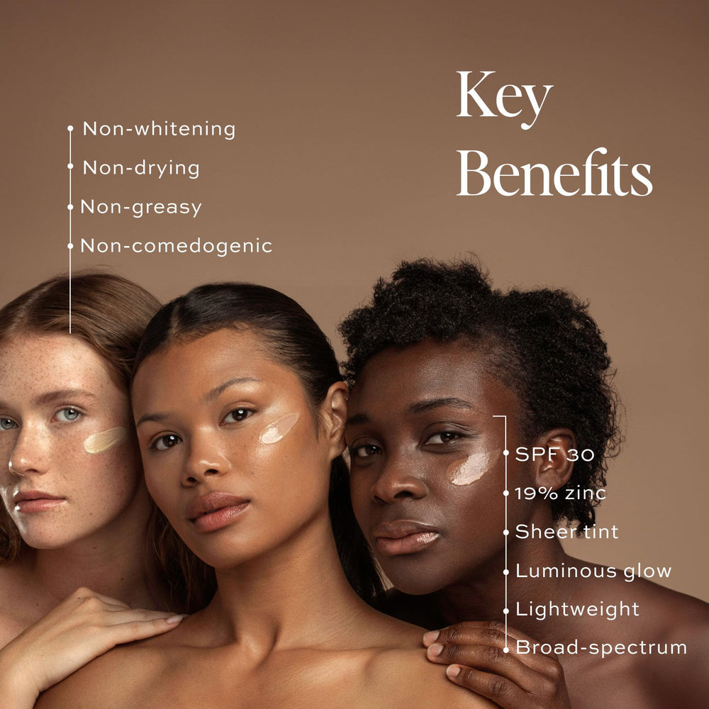 DIME Beauty Wonderscreen SPF 30 application demonstrates lightweight coverage under makeup