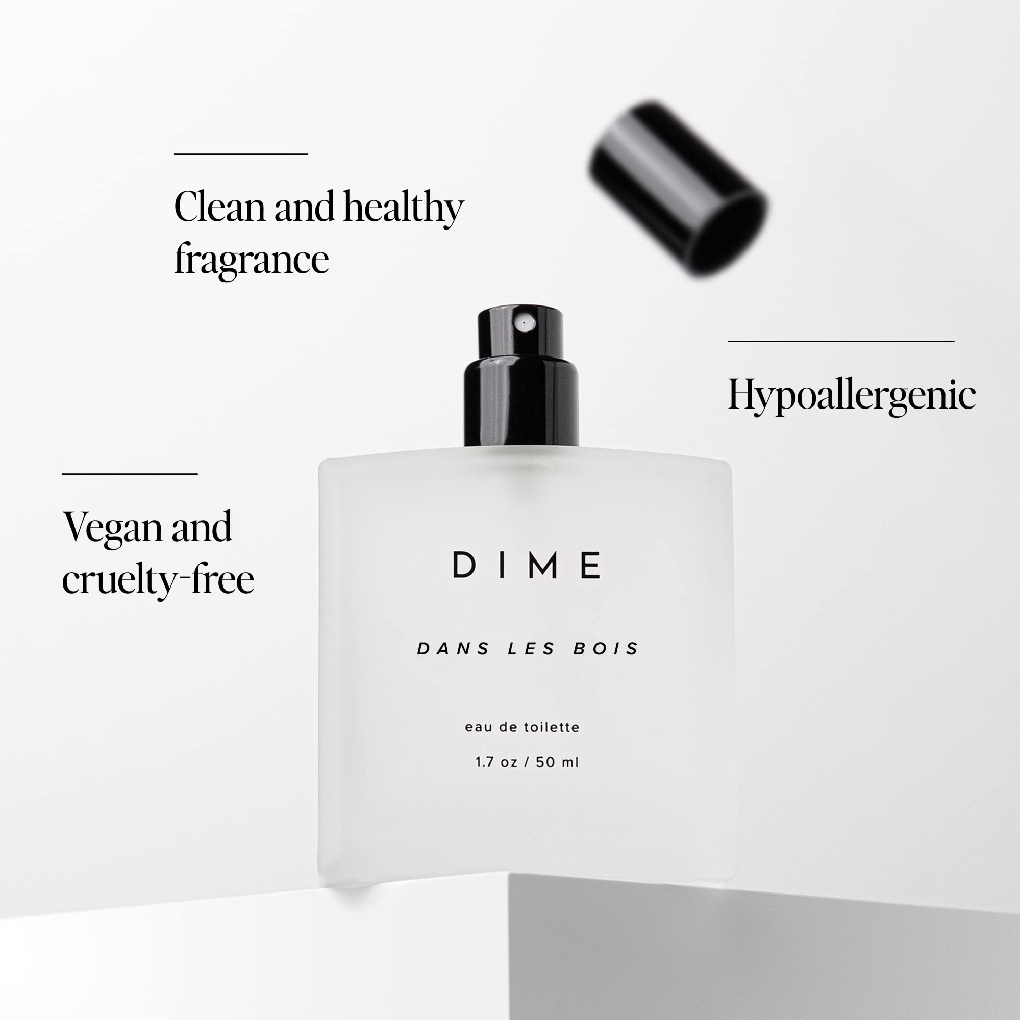 DIME Dans Les Bois hypoallergenic formulation close-up suggesting gentle fragrance