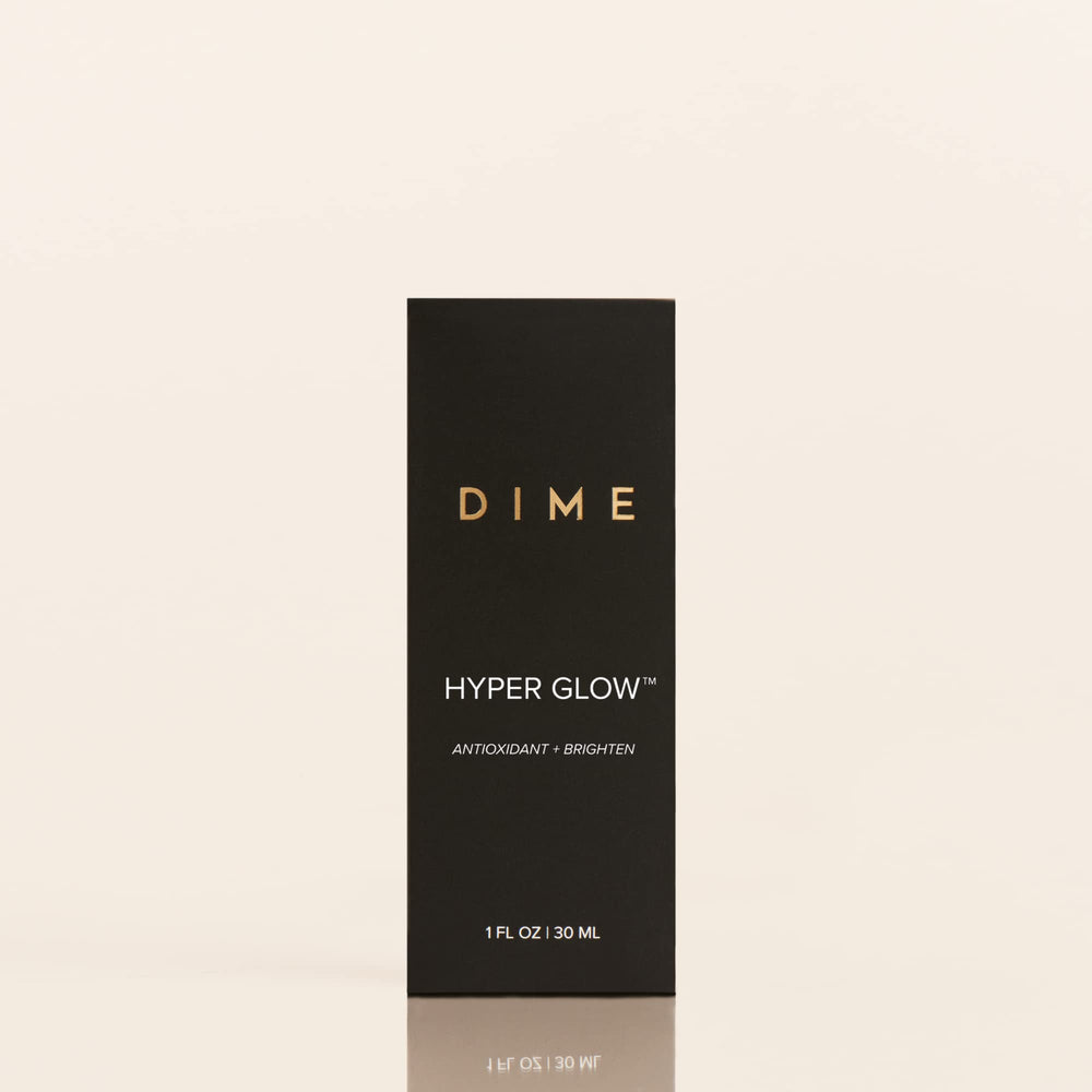 DIME Hyper Glow Serum morning-routine placement with sunscreen for daytime care.
