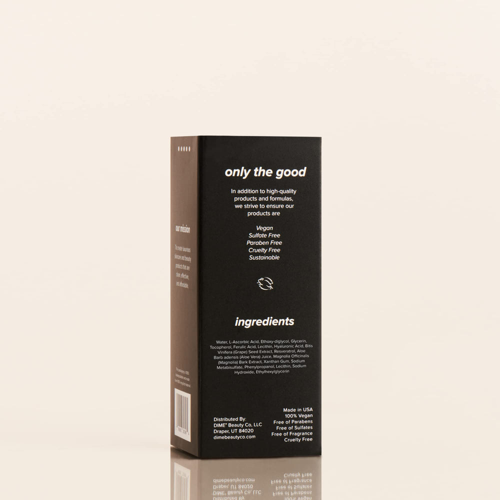 DIME Hyper Glow Serum packaging-sustainability highlights eco-conscious design.