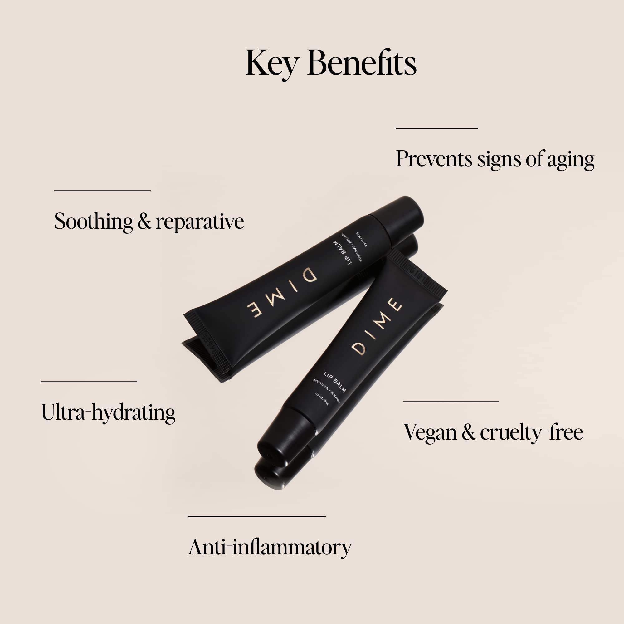 DIME Lip Balm cocoa seed butter nourishes lips with lasting moisture.