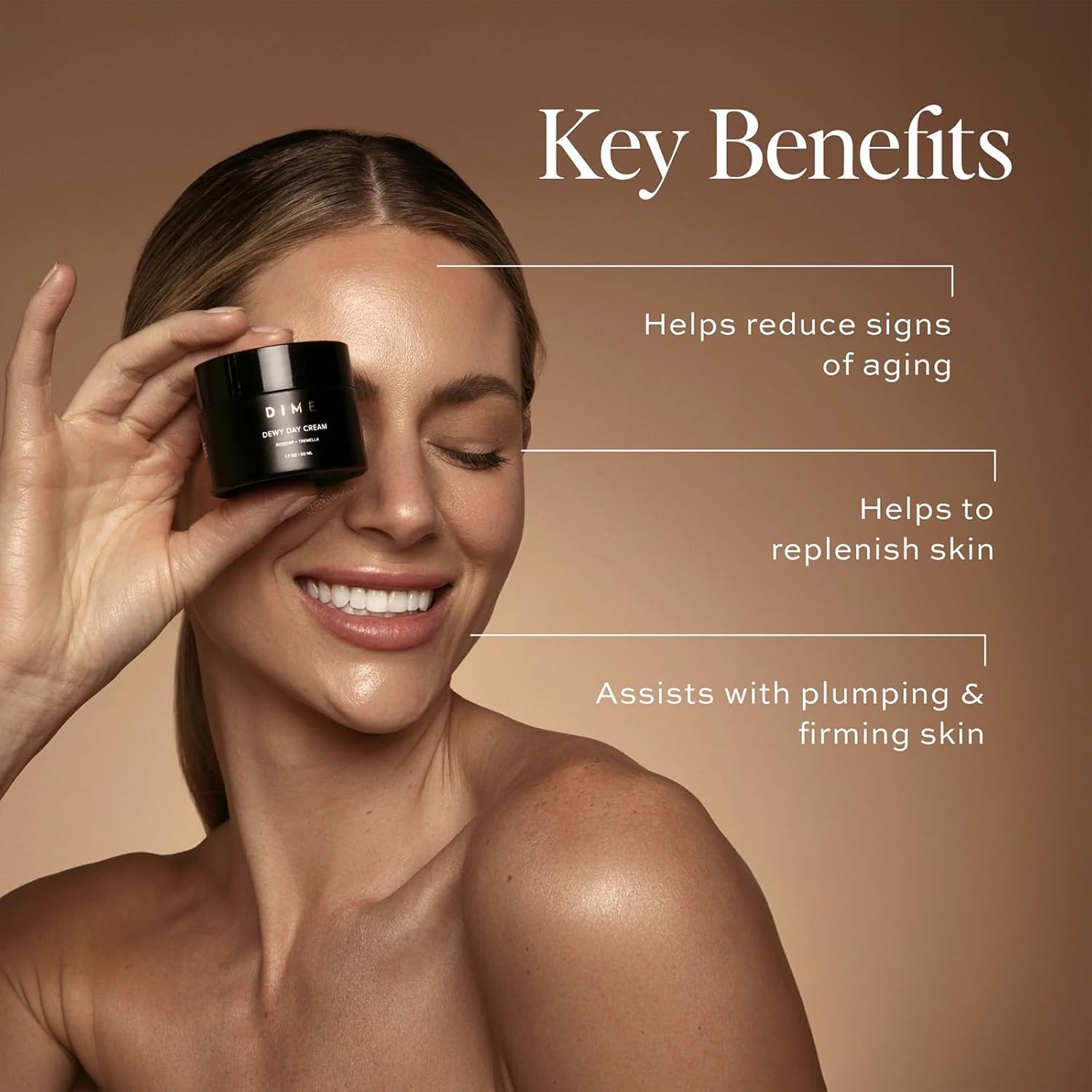 DIME Beauty Moisture Set Day Cream application highlights smooth, hydrated daytime glow.