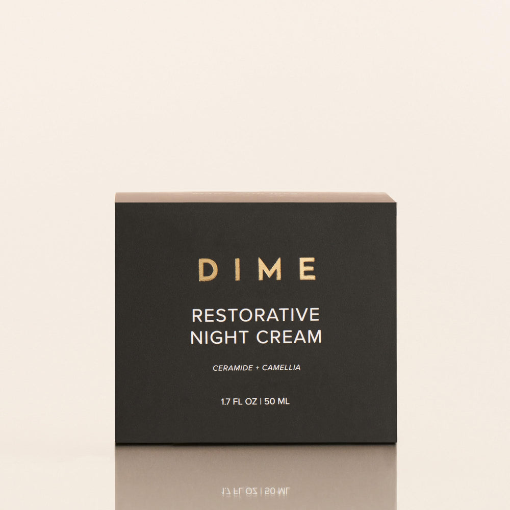 DIME Night Cream delivers hydration boost visible on skin during bedtime routine.