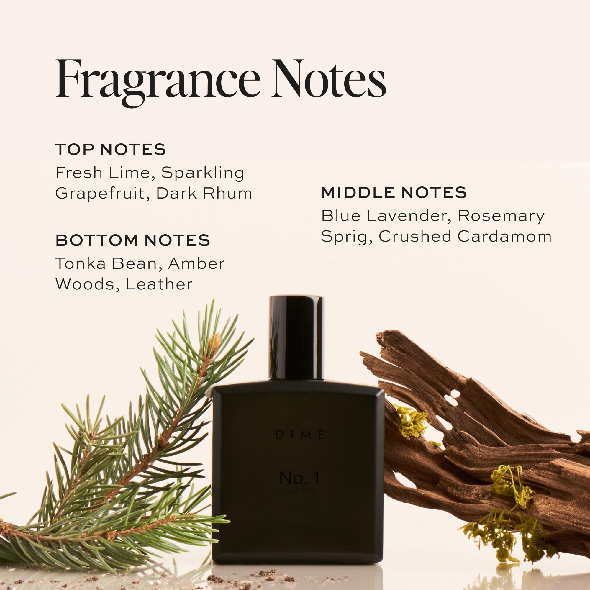 DIME No. 1 bottle angled highlights modern design for premium grooming routines.