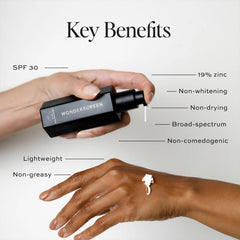 DIME Wonderscreen texture swirls onto skin with a lightweight, non-greasy finish