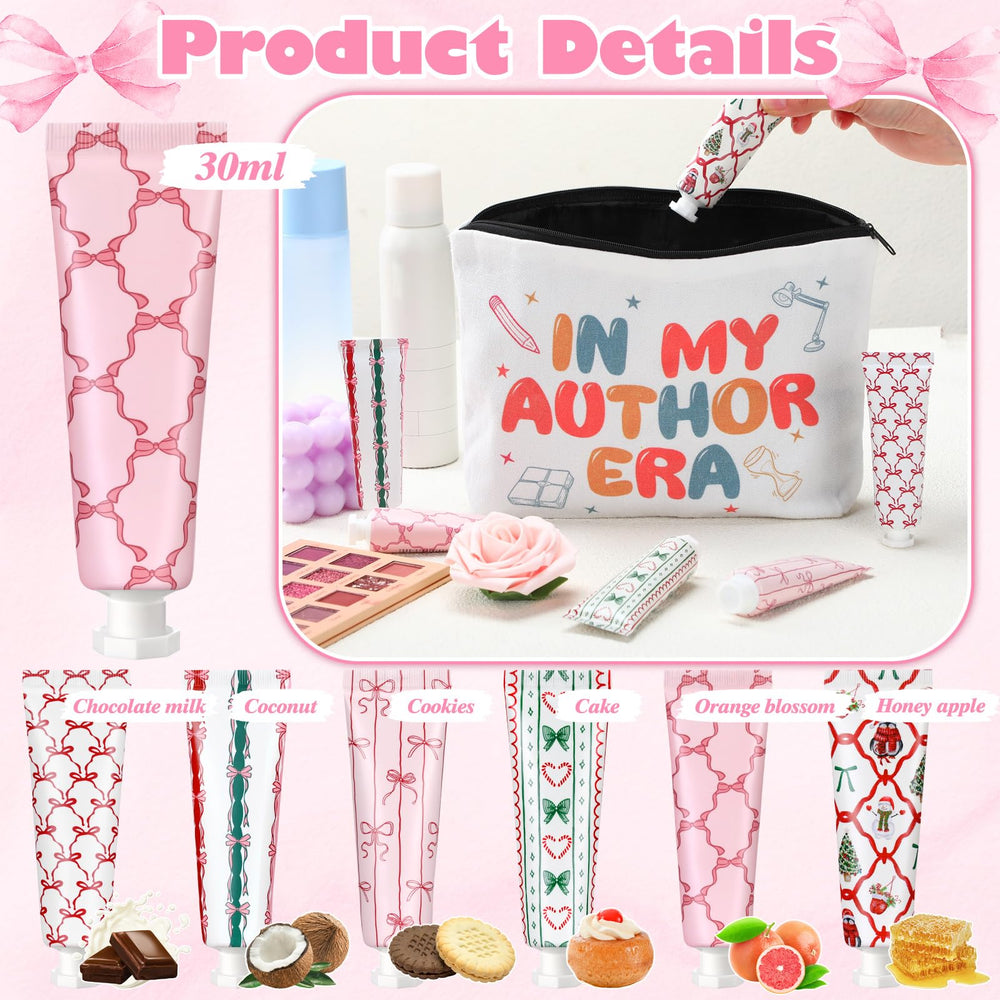 Dimsile Christmas hand cream with pink bow design on festive packaging for gifts.