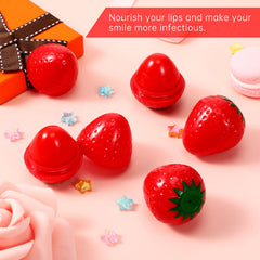 Dimsile strawberry lip balm close-up shows the cute strawberry shape