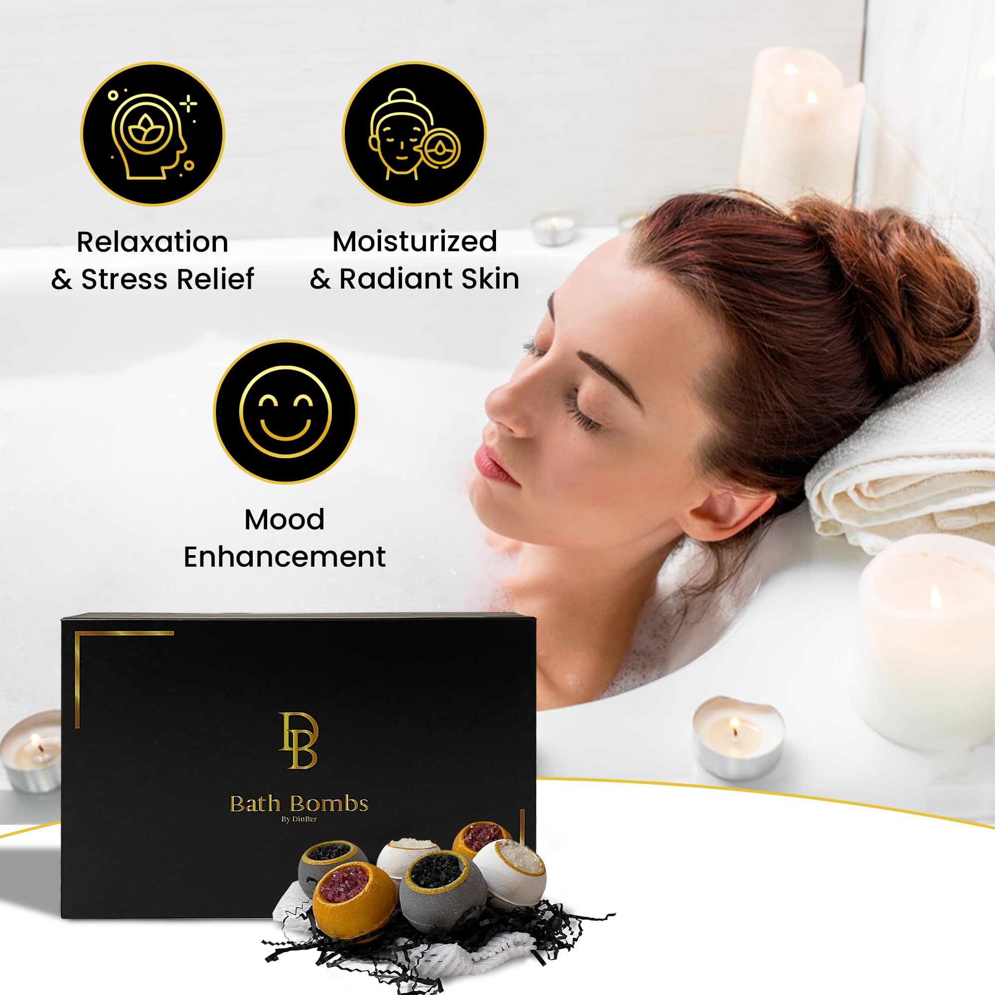 DinBer bath bombs safe for sensitive skin with nourishing essential oils
