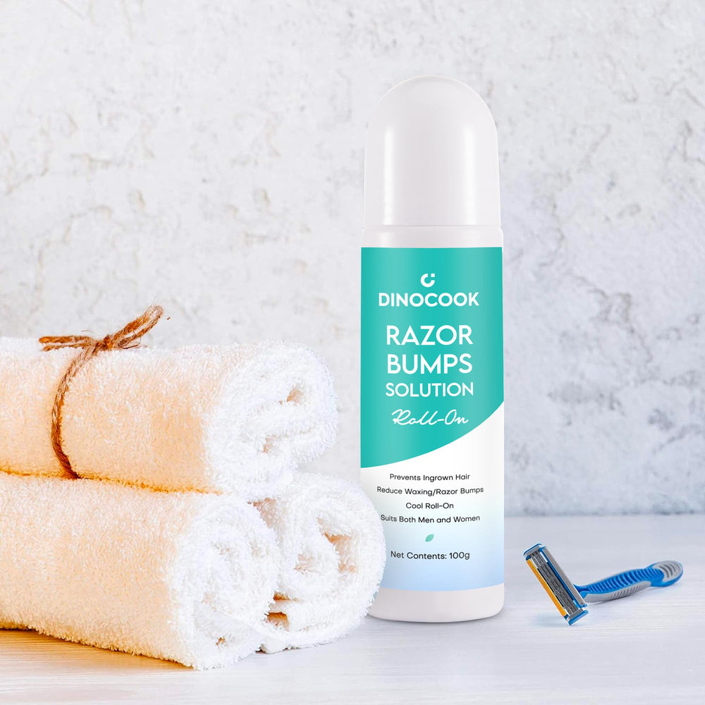 Dinocook skin-smoothing serum in action for calmer post-shave skin.