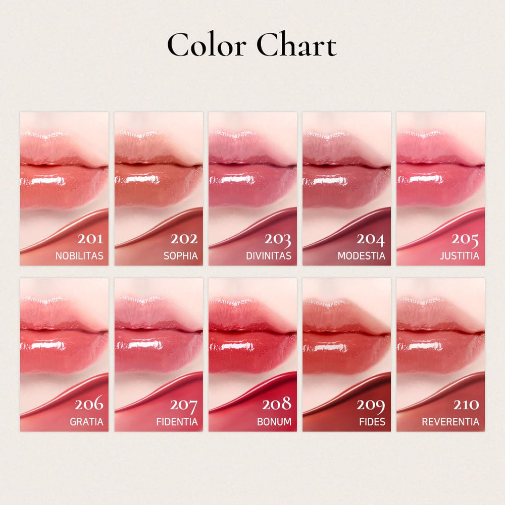 DINTO Blur-Glowy Lip Tint swatches reveal glassy finish with hydrated lips.