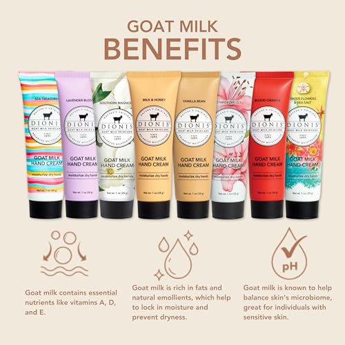 Dionis goat milk hand cream travel-size collection ready for purse or desk