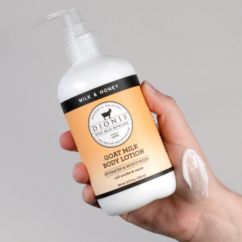 Dionis Goat Milk Hydrating Lotion honey scent captures fresh aroma during use