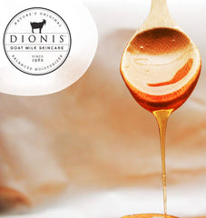 Dionis Goat Milk Lip Balm Milk and Honey packaging shown for nourishing lip care.