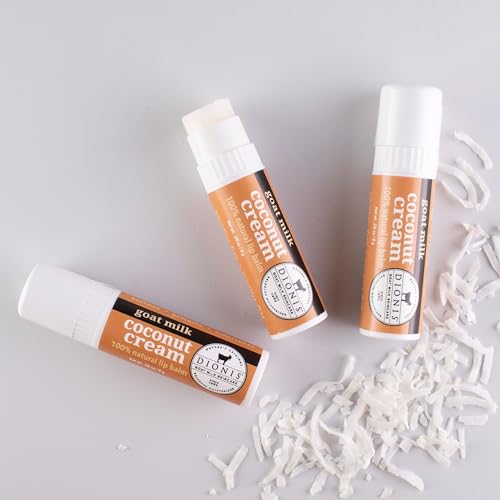 Dionis ingredients highlight beeswax, goat milk, shea butter, and coconut oil for nourished lips.