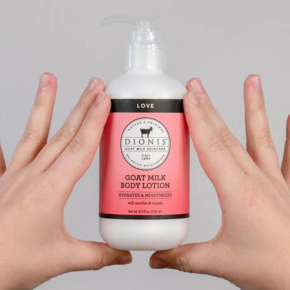 Dionis Love: leche de cabra con vitaminas A y D para cuidado suave.