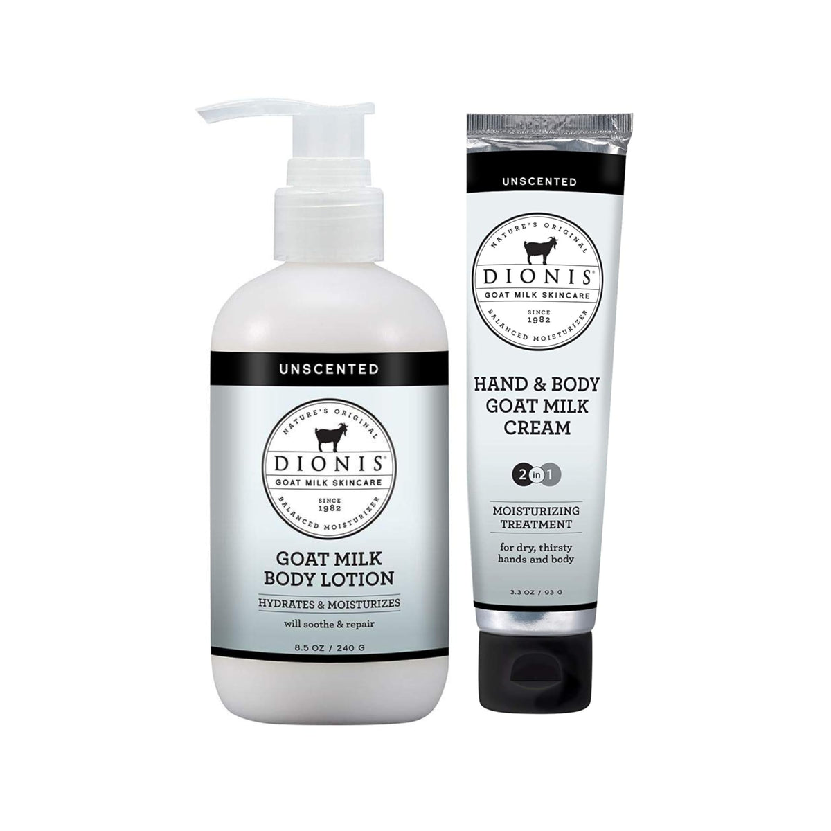 Dionis unscented lotion 8.5oz bottle shows fragrance-free hydration for sensitive skin.