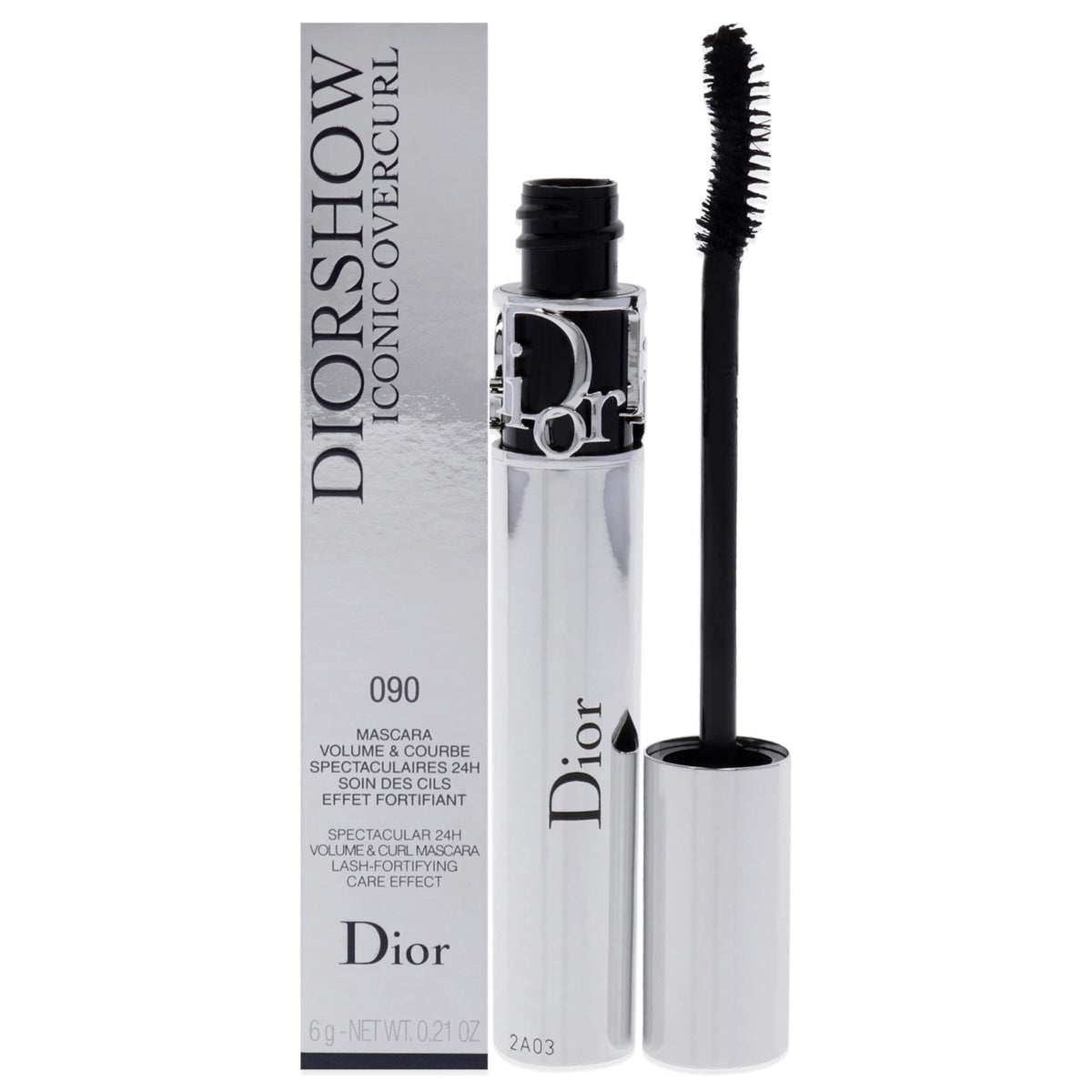 Dior Diorshow Iconic Overcurl curved brush boosts volume and curl for dramatic eyes.