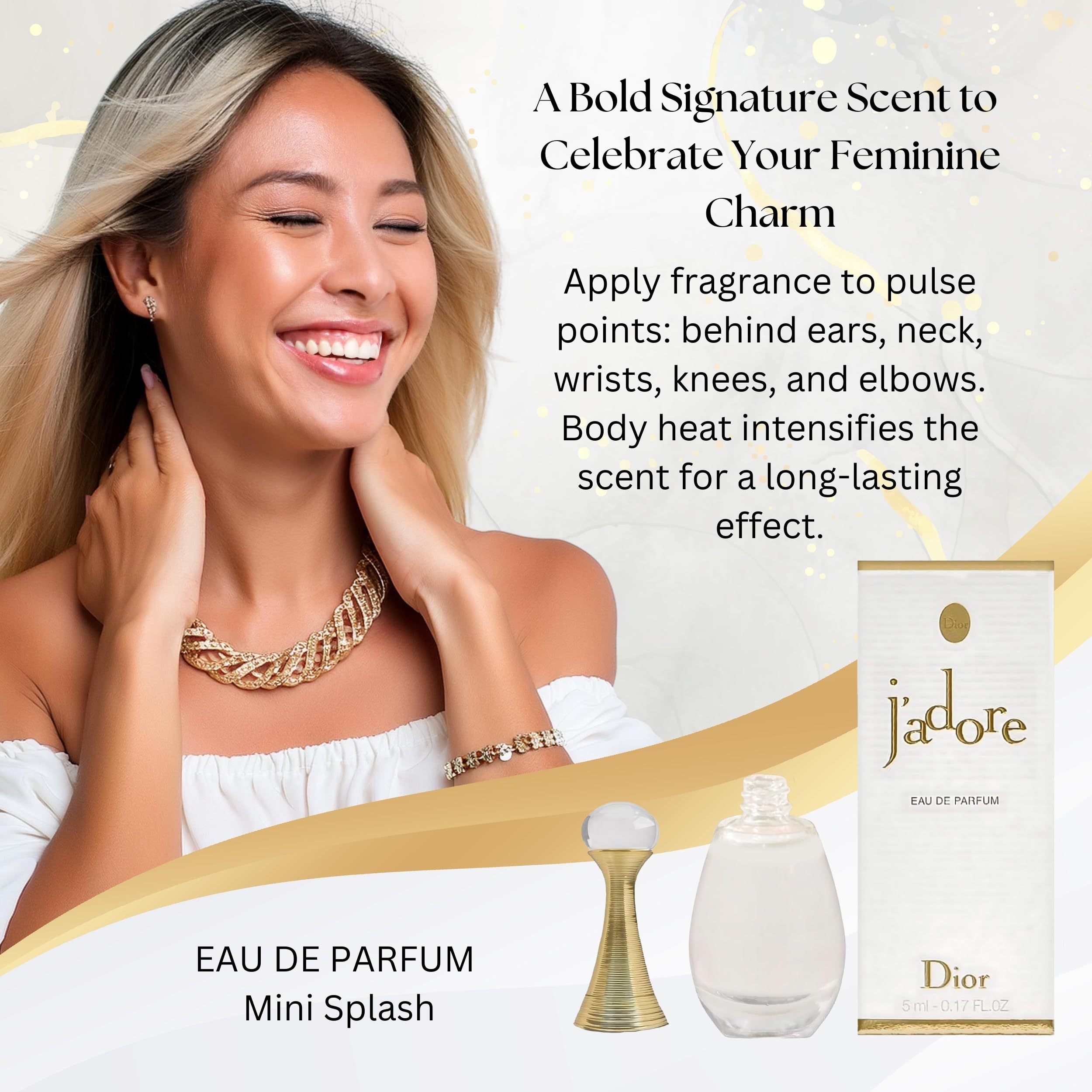 Dior J'adore mini-splash bottle-dab demonstrates a dab-on design for controlled, light application.
