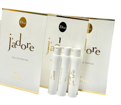Dior J'adore sample bottle shows portable 1.2ml size for on-the-go fragrance.
