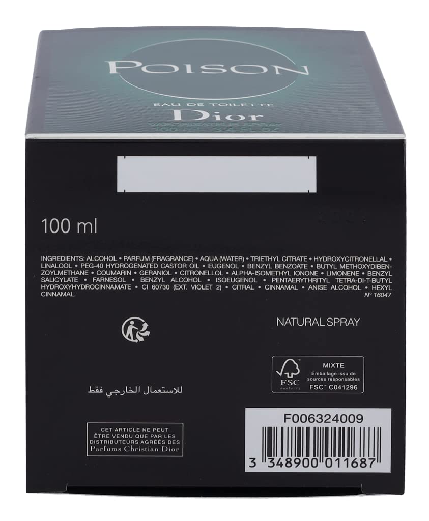 Dior Poison outer box and bottle display for premium fragrance collection