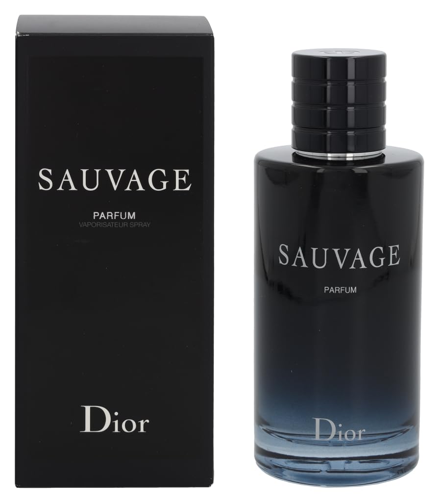Dior Sauvage bottle side view highlights sleek design and premium craftsmanship.