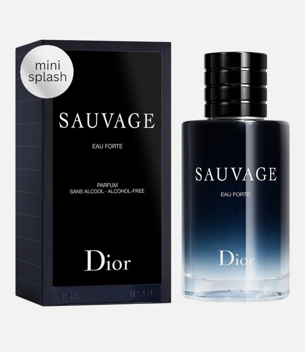 Dior Sauvage Eau Forte Mini Splash bottle—compact travel fragrance for on-the-go scent