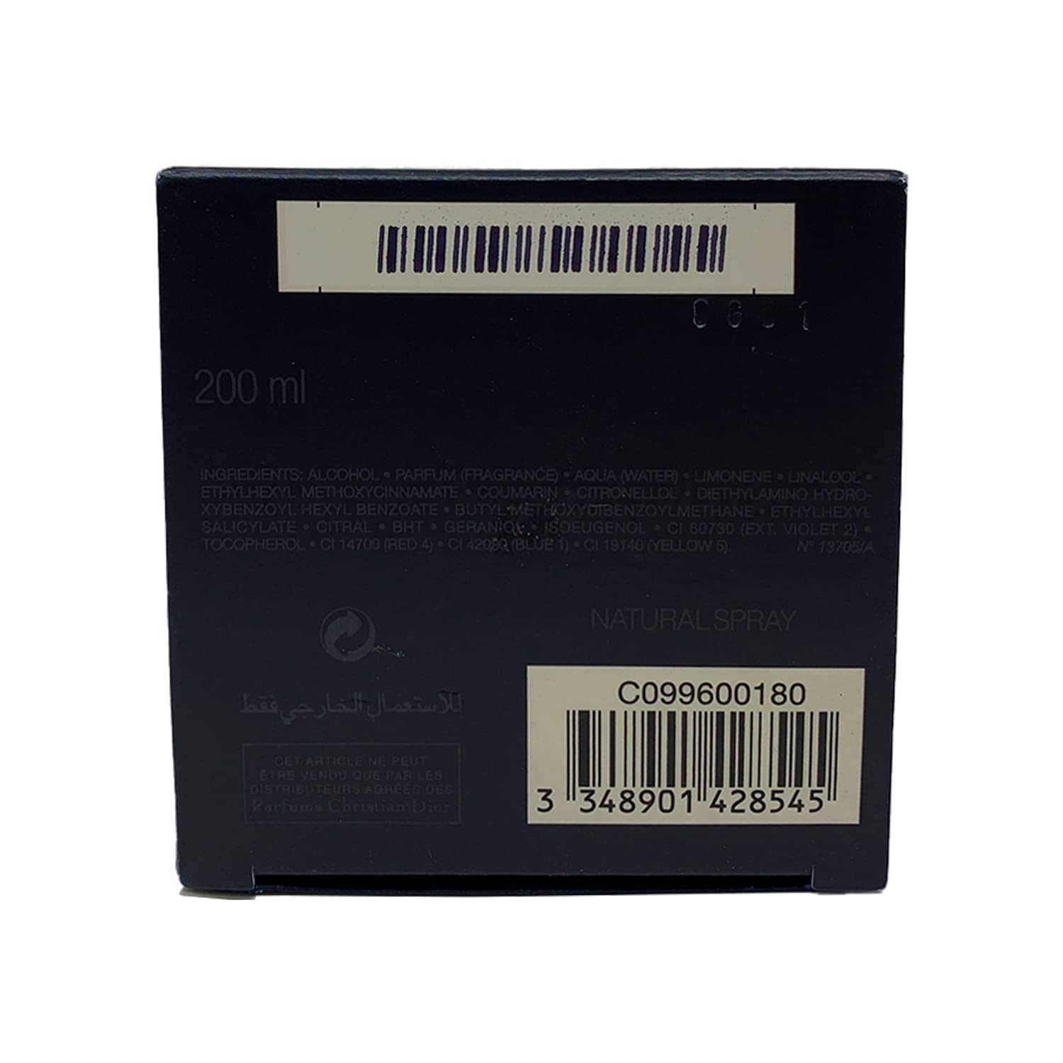 Dior Sauvage packaging shows compact 3x4x6 dimensions for travel-ready display.