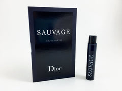 Dior Sauvage sample vial for on-the-go fragrance, ideal for quick freshening and scent exploration.