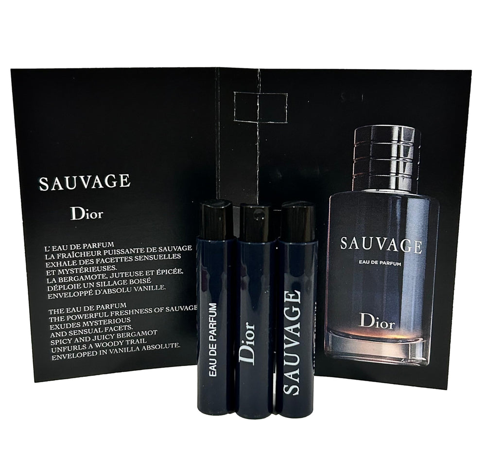 Dior Sauvage travel-size EDP 1ml vial for on-the-go fragrance.