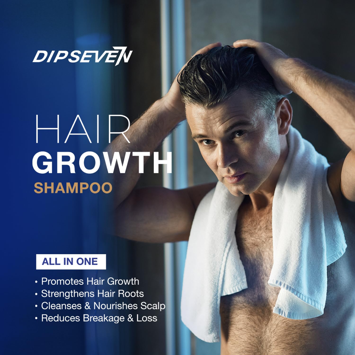 Dipseven Biotin Hair Growth Shampoo shows rosemary and ginseng hinting at herbal vitality.