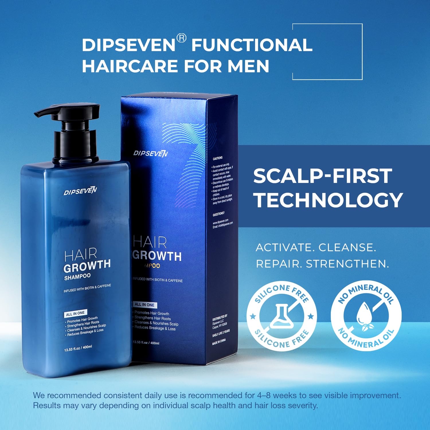 Dipseven Biotin Hair Growth Shampoo tea tree oil drops for a crisp, cleansing scalp feel.