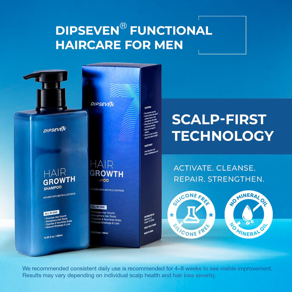 Dipseven Biotin Hair Growth Shampoo tea tree oil drops for a crisp, cleansing scalp feel.