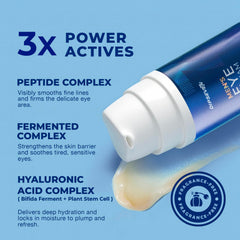 DIPSEVEN men's eye cream application closeup highlights peptide blend for firmer under-eye area