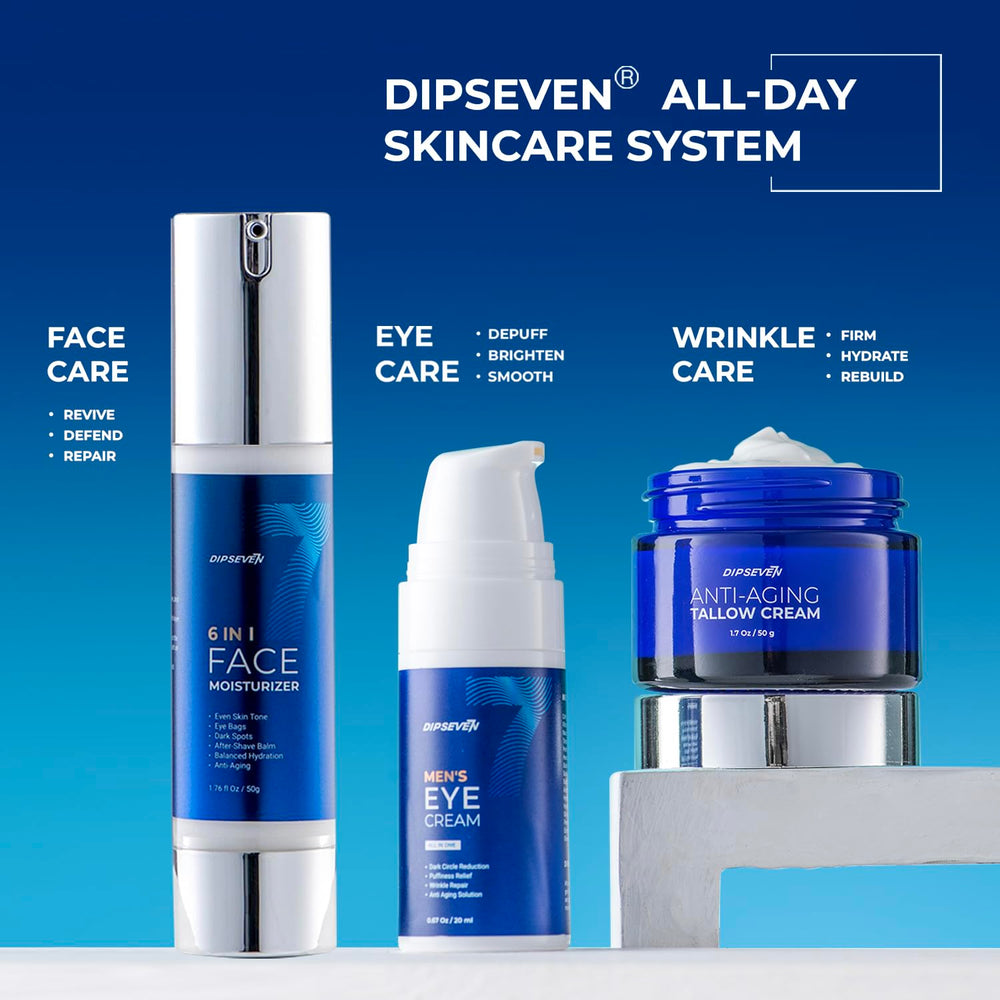 DIPSEVEN men's eye cream hyaluronic acid closeup emphasizes lightweight hydration
