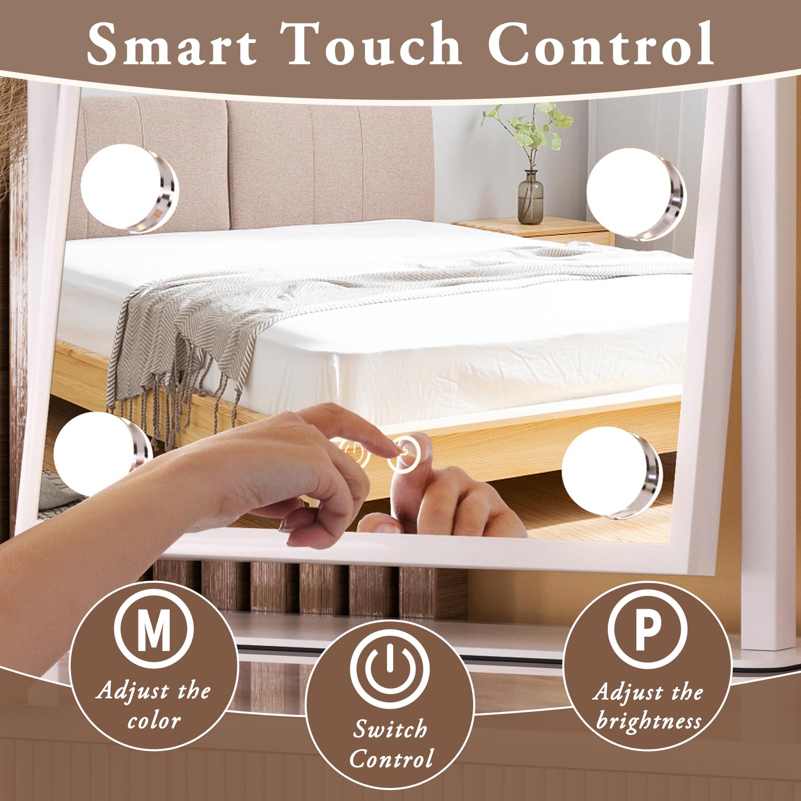 Dirket vanity mirror 360 degree rotation for flexible viewing angles