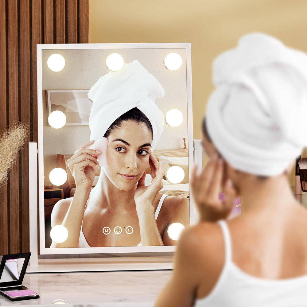 Dirket vanity mirror durable metal frame with non slip base for stability