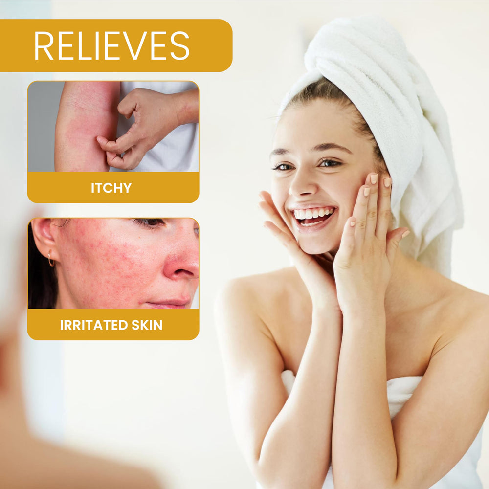 Dirty Treasures Colloidal Oatmeal Bath calm-skin scene highlights soothing, fragrance-free relief