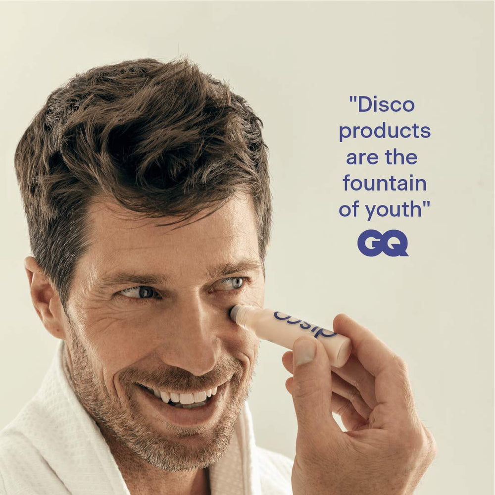 Disco Men's Eye Cream close-up: lightweight, non-greasy texture