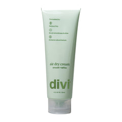 Divi Air Dry Styling Cream bottle close-up showing the lightweight formula for frizz control.