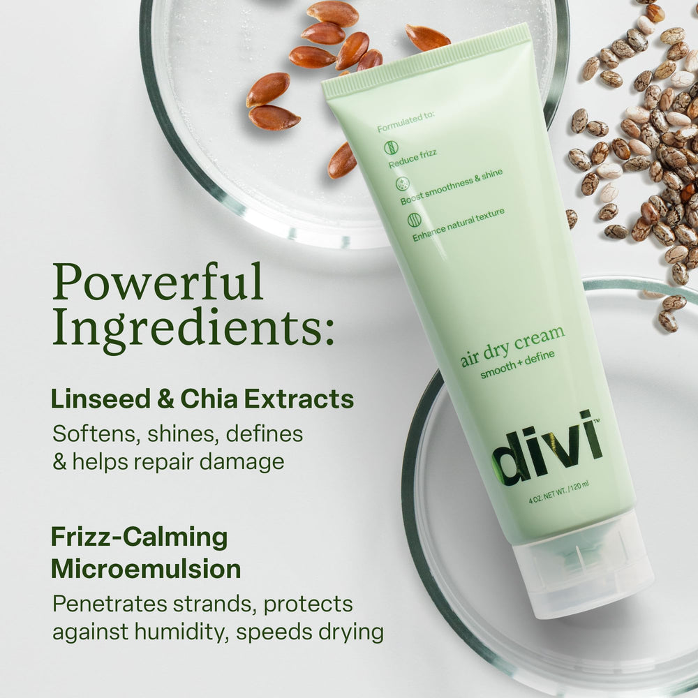 Divi Air Dry Styling Cream hair definition moment after apply shows defined waves.