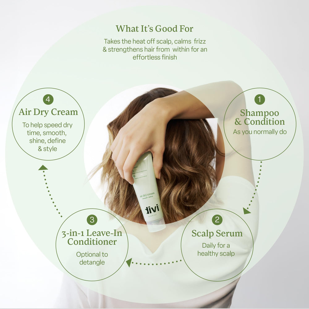 Divi Air Dry Styling Cream adds soft shine and natural movement to curls.