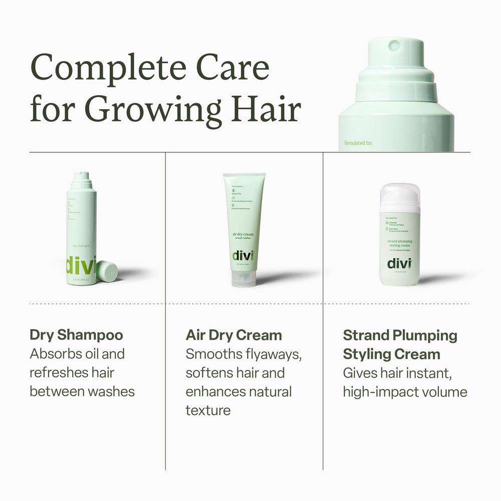 Divi Dry Shampoo benzene and talc-free formula keeps the scalp comfortable.