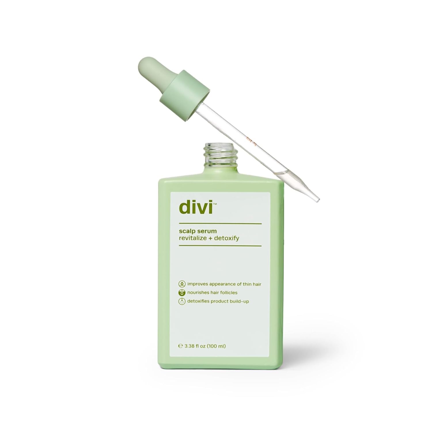 Divi Hair Scalp Serum bottle front showing clean vegan formula for nourished scalp