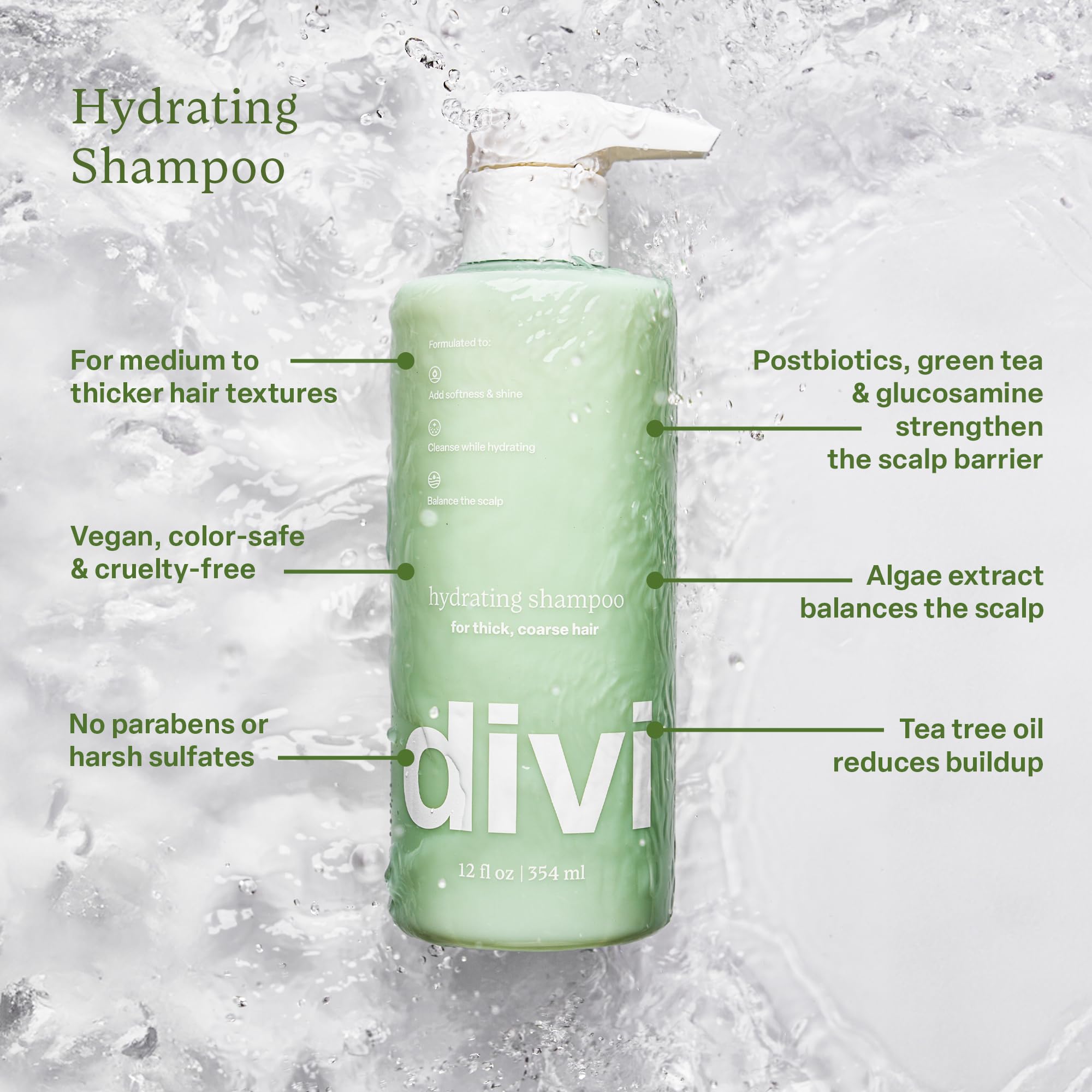 Divi Hydrating Scalp buildup removal closeup showing cleansing action