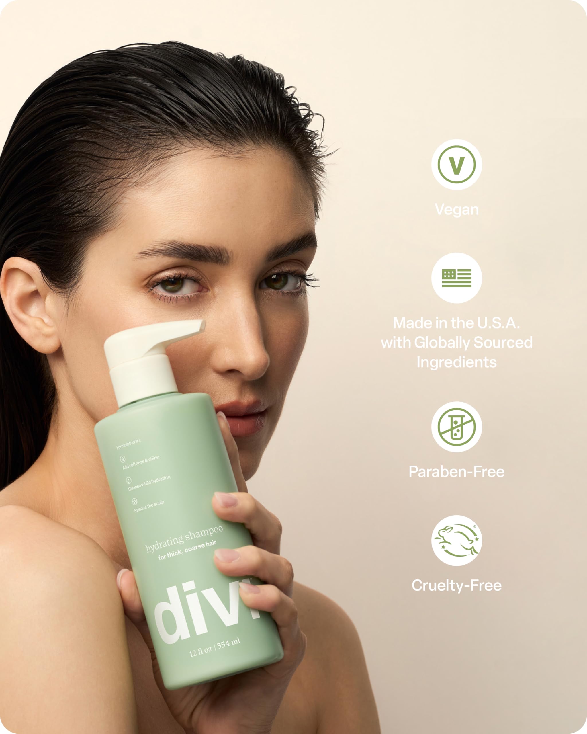 Divi Hydrating Shampoo daily-use bathroom setting.