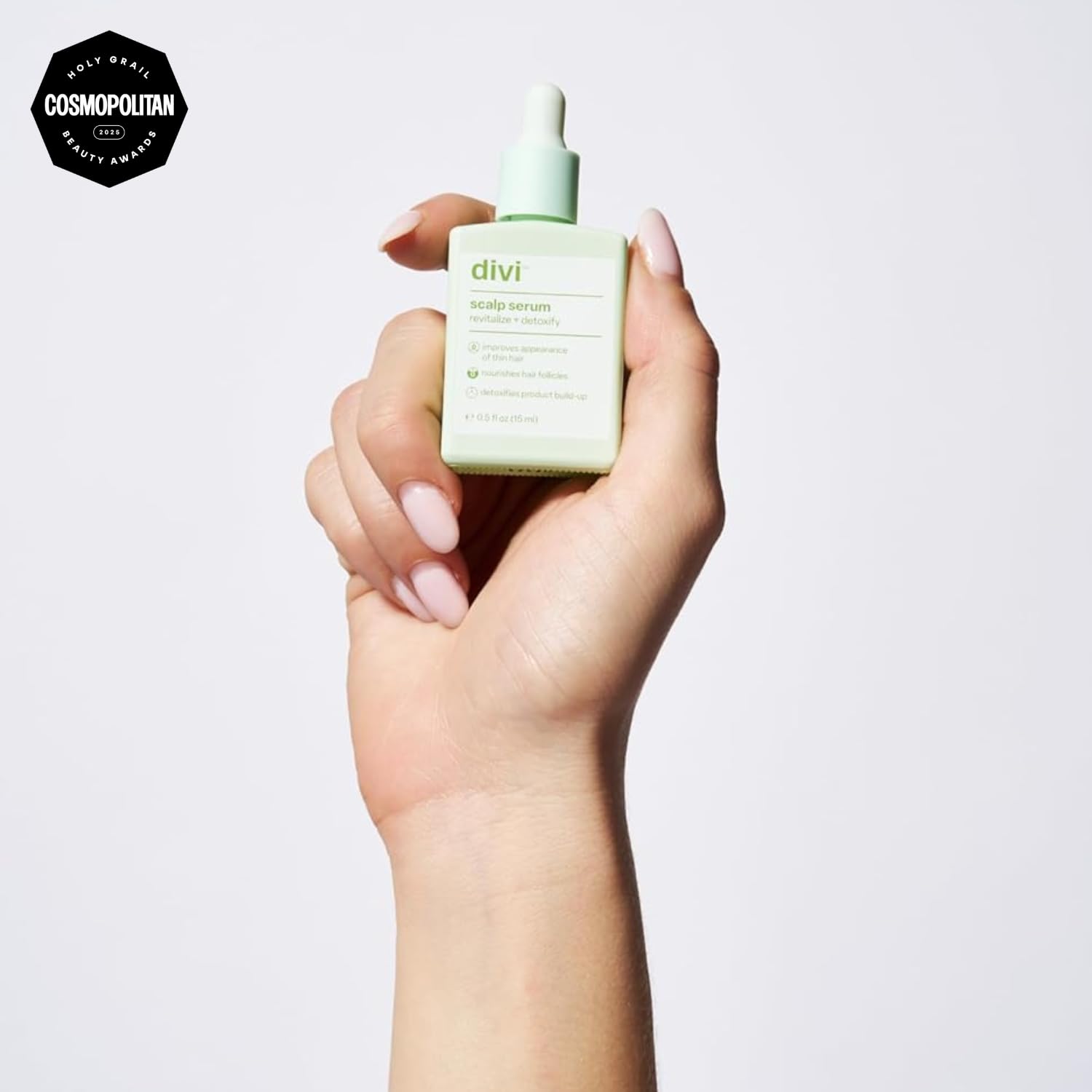 Divi Scalp Serum applied to scalp for targeted care and daily refreshing use