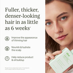 Divi Scalp Serum ingredients close-up with amino acids, caffeine, rosemary for nourishment.